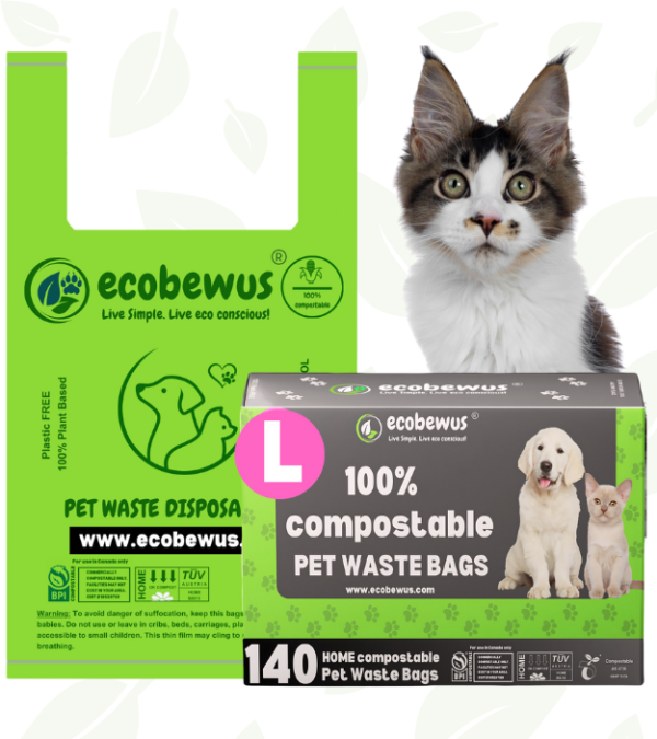 100% Compostable Pet Waste Bags Dog Poop Cat Waste Bags (140 ct.)
