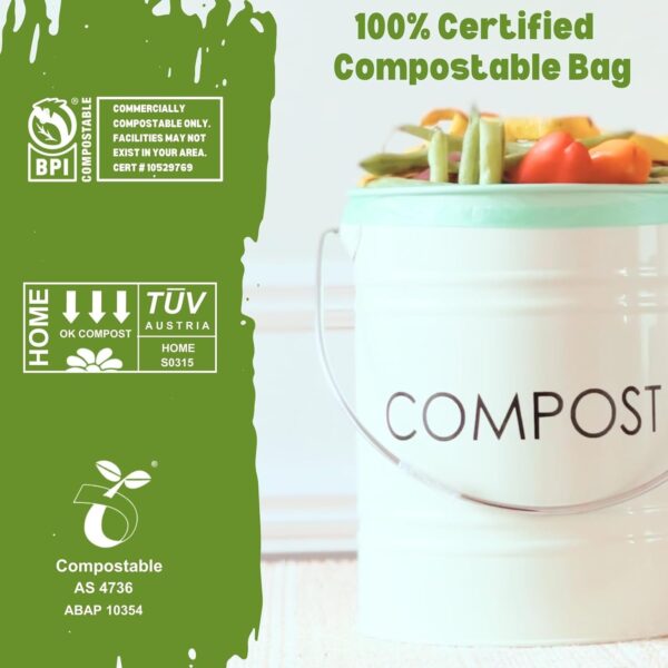2.6 Gallon 100% Compostable Flat Top Food Scrap Bags (125 ct.) - Image 5