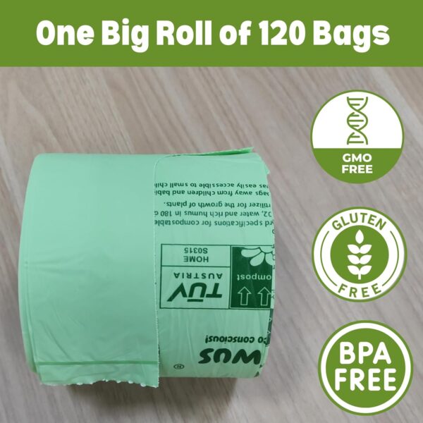 1.6 Gallon 100% Compostable Handle Ties Food Scrap Bags (120 ct.) - Image 2