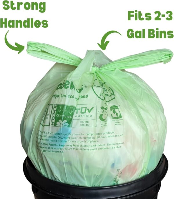 2.6 Gallon 100% Compostable Handle Ties Food Scrap Bags (110 ct.) - Image 3