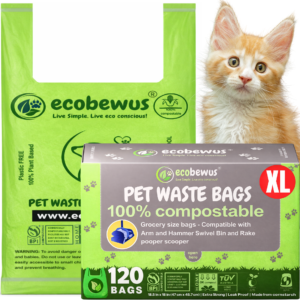 100% Compostable XL Pet Waste Bags Doggy Poop Cat Waste Bags (120 ct.)