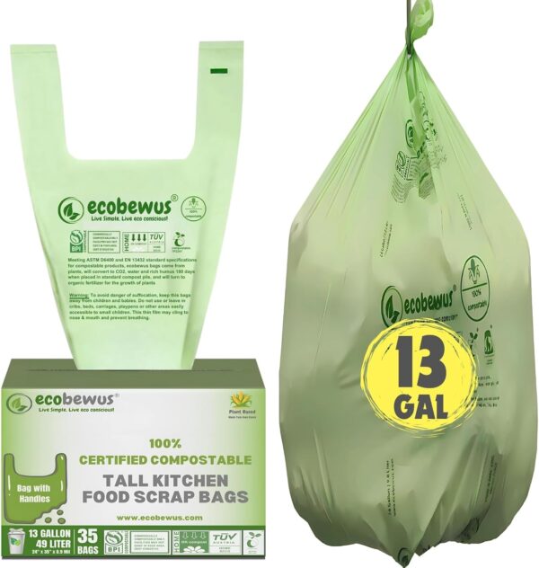 13 Gallon 100% Compostable Tall Kitchen Food Scrap Bags (35 ct.) - Image 3